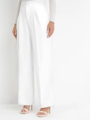 Zdjęcie produktu Białe Szerokie Spodnie z Wysokim Stanem Lacis
