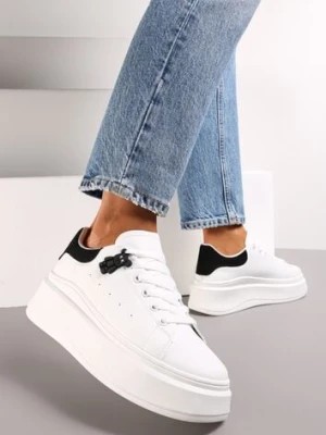 Zdjęcie produktu Biało-Czarne Sneakersy przed Kostkę na Platformie Phani