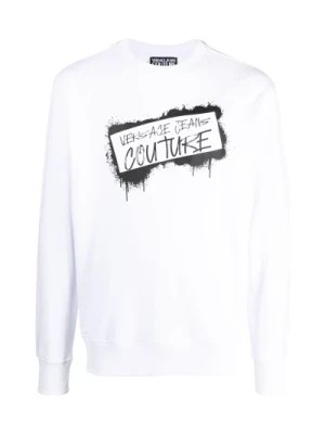 Zdjęcie produktu Biały Bawełniany Sweter dla Mężczyzn Versace Jeans Couture