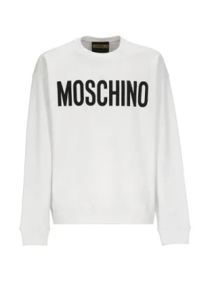Zdjęcie produktu Biały Bawełniany Sweter z Kontrastowym Logo Moschino