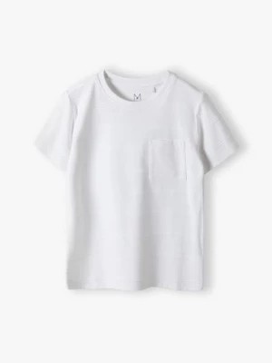 Zdjęcie produktu Biały dzianinowy t-shirt dla chłopca - Max&Mia Max & Mia by 5.10.15.