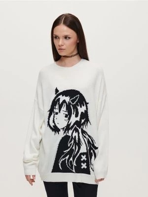 Zdjęcie produktu Biały sweter oversize z motywem anime House