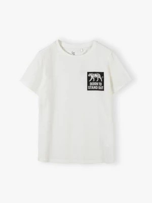 Zdjęcie produktu Biały t-shirt chłopięcy bawełniany z nadrukiem Lincoln & Sharks by 5.10.15.