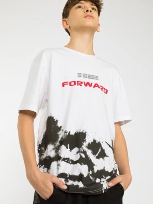 Zdjęcie produktu Biały t-shirt oversize tie dye z napisem