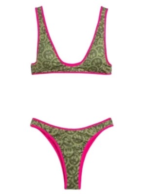 Zdjęcie produktu Bikini w kolorze wojskowej zieleni i fuksji z logo Barrow