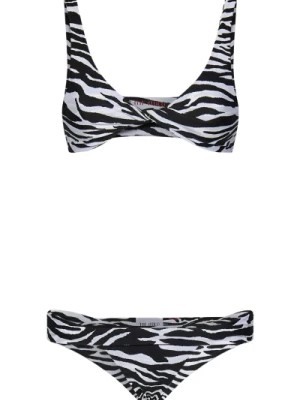 Zdjęcie produktu Bikini z nadrukiem zebry i detalami torchon The Attico