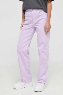 Zdjęcie produktu Billabong spodnie sztruksowe kolor fioletowy proste high waist