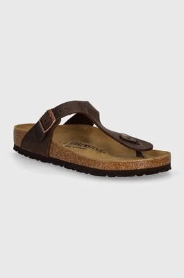 Zdjęcie produktu Birkenstock japonki nubukowe Gizeh kolor brązowy na płaskim obcasie 743831