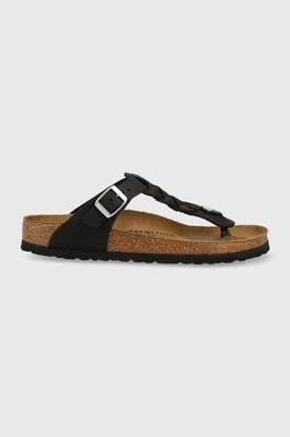 Zdjęcie produktu Birkenstock japonki skórzane Gizeh Braided damskie kolor czarny na płaskim obcasie