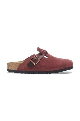 Zdjęcie produktu Birkenstock klapki zamszowe Boston Braided damskie kolor bordowy 1027925