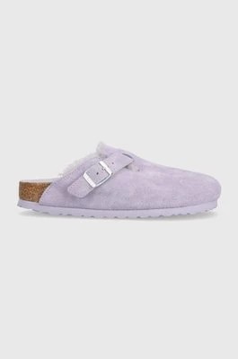 Zdjęcie produktu Birkenstock klapki zamszowe Boston damskie kolor fioletowy 1023302