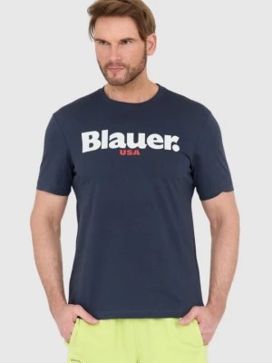 Zdjęcie produktu BLAUER Granatowy męski t-shirt z dużym logo Blauer USA
