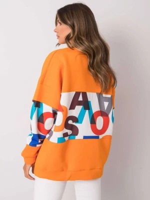 Zdjęcie produktu Bluza z nadrukiem pomarańczowy casual dekolt okrągły rękaw długi Merg