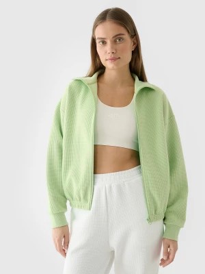 Zdjęcie produktu Bluza crop top rozpinana bez kaptura damska - zielona 4F