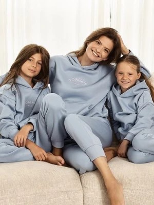 Zdjęcie produktu Bluza damska z kapturem - niebiaska Powerful #Family Family Concept by 5.10.15.