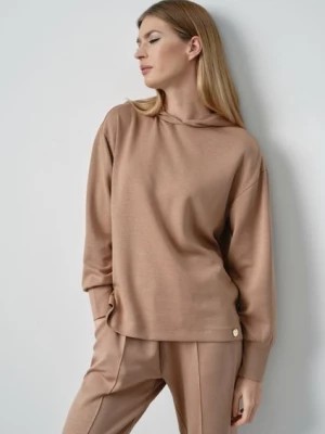 Zdjęcie produktu Bluza damska z kapturem w kolorze camel OCHNIK