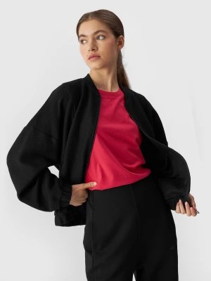 Zdjęcie produktu Bluza dresowa rozpinana bez kaptura damska - czarna 4F