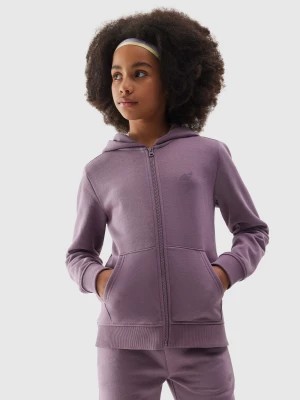 Zdjęcie produktu Bluza dresowa rozpinana z kapturem dziewczęca - fioletowa 4F JUNIOR