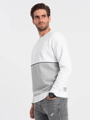 Zdjęcie produktu Bluza męska OVERSIZE z kontrastowym łączeniem kolorów - biało-szara V1 OM-SSNZ-0130
 -                                    XXL