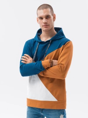 Zdjęcie produktu Bluza męska z kapturem - ruda/niebieska B1050
 -                                    XL