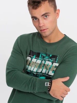 Zdjęcie produktu Bluza męska zakładana przez głowę z nadrukiem - zielona V2 OM-SSPS-0156
 -                                    S