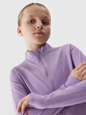 Zdjęcie produktu Bluza sportowa rozpinana bez kaptura dziewczęca - fioletowa 4F JUNIOR
