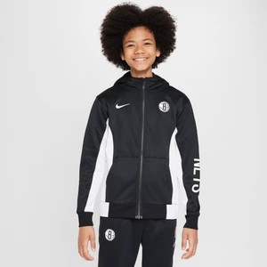 Zdjęcie produktu Bluza z kapturem i zamkiem na całej długości dla dużych dzieci Nike Dri-FIT NBA Brooklyn Nets Showtime - Czerń