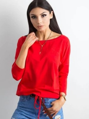 Zdjęcie produktu Bluzka damska z wiązaniem - czerwona BASIC FEEL GOOD