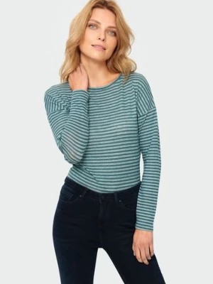 Zdjęcie produktu Bluzka damski w paski - zielona Greenpoint