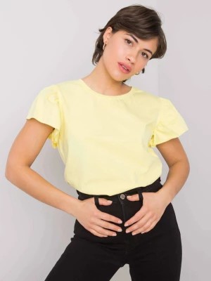 Zdjęcie produktu Bluzka jednokolorowy jasny żółty dekolt okrągły Merg
