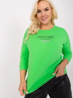 Zdjęcie produktu Bluzka plus size z rękawem 3/4 jasny zielony RELEVANCE