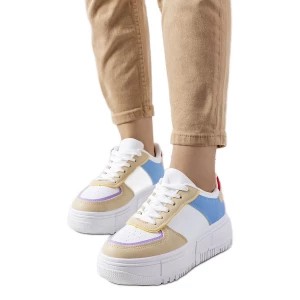 Zdjęcie produktu BM Białe sneakersy damskie Mandib beżowy