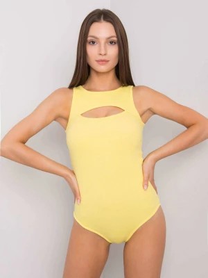 Zdjęcie produktu Body jasny żółty dekolt okrągły bez rękawów materiał prążkowany Merg