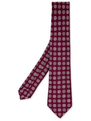 Zdjęcie produktu Bordowa Jedwabna Krawat w Geometrię Kiton