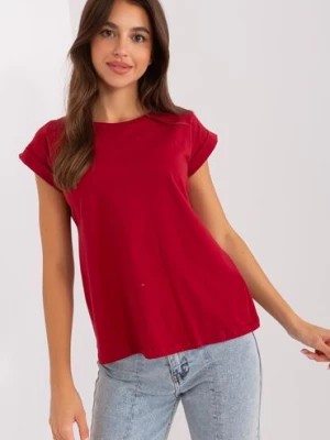 Zdjęcie produktu Bordowy bawełniany t-shirt damski BASIC FEEL GOOD