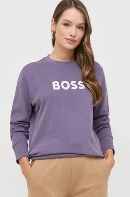 Zdjęcie produktu BOSS bluza bawełniana 50468357 damska kolor fioletowy z nadrukiem 50468357