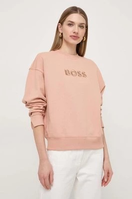 Zdjęcie produktu BOSS bluza bawełniana damska kolor pomarańczowy z aplikacją 50508499