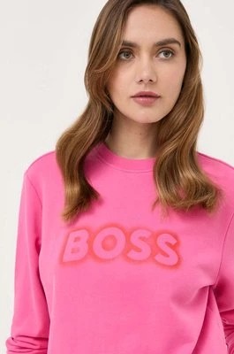 Zdjęcie produktu BOSS bluza bawełniana damska kolor różowy z nadrukiem 50468357