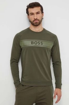 Zdjęcie produktu BOSS bluza bawełniana lounge kolor zielony z nadrukiem