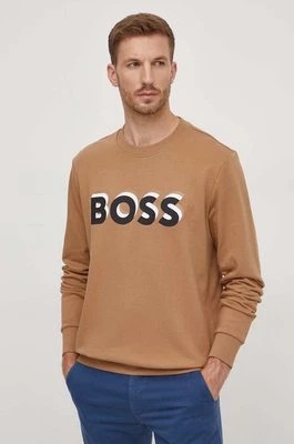 Zdjęcie produktu BOSS bluza bawełniana męska kolor beżowy z nadrukiem