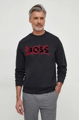 Zdjęcie produktu BOSS bluza bawełniana męska kolor czarny z aplikacją