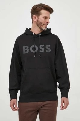 Zdjęcie produktu BOSS bluza bawełniana męska kolor czarny z kapturem z nadrukiem 50496661