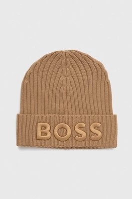 Zdjęcie produktu BOSS czapka wełniana kolor beżowy wełniana