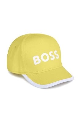 Zdjęcie produktu BOSS czapka z daszkiem bawełniana dziecięca kolor zielony z nadrukiem