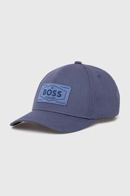 Zdjęcie produktu BOSS czapka z daszkiem bawełniana kolor niebieski z aplikacją 50518894