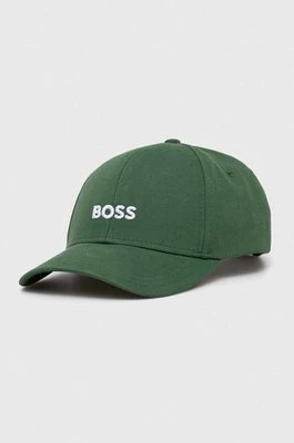 Zdjęcie produktu BOSS czapka z daszkiem bawełniana kolor zielony z aplikacją 50495121