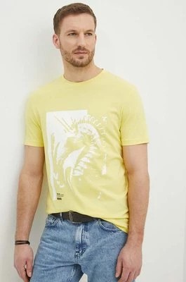 Zdjęcie produktu Boss Orange t-shirt bawełniany męski kolor żółty z nadrukiem 50515626