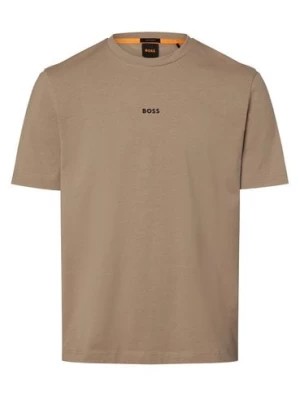 Zdjęcie produktu BOSS Orange T-shirt męski Mężczyźni Bawełna brązowy jednolity,