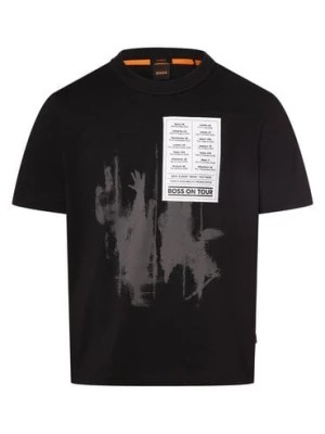 Zdjęcie produktu BOSS Orange T-shirt Te_Patchwork Mężczyźni Bawełna czarny jednolity,