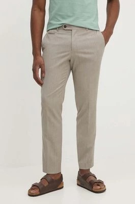 Zdjęcie produktu BOSS spodnie z domieszką wełny kolor beżowy dopasowane 50521628